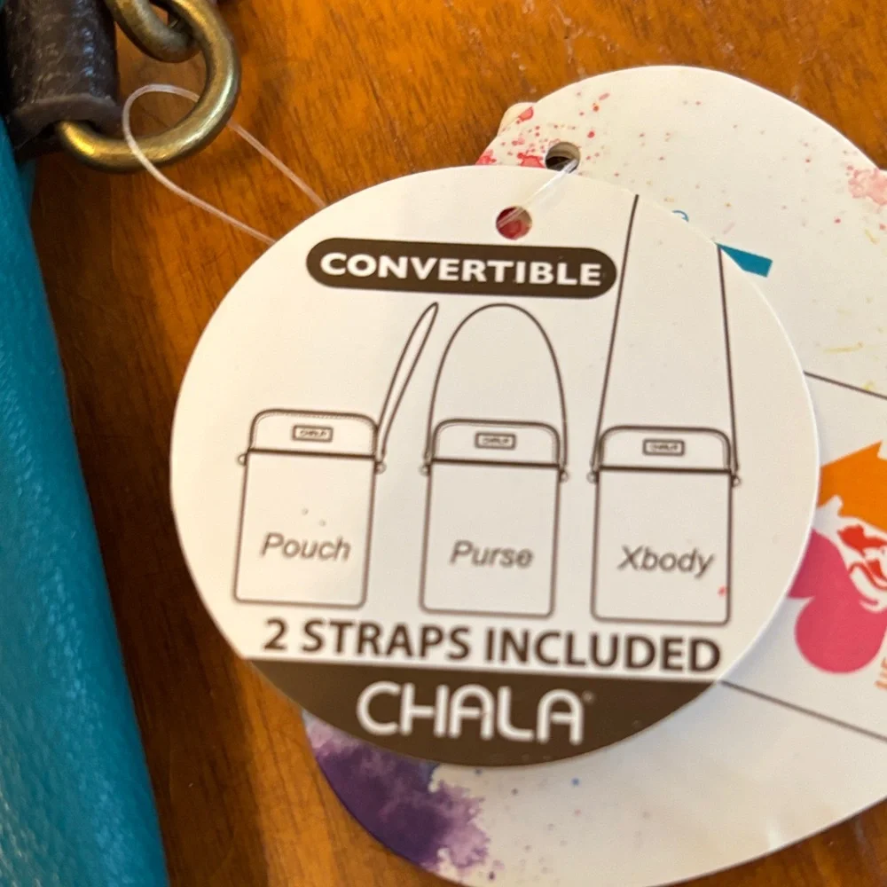 Chala Teal and Brown Crossbody with Mermaid Patch - Picture 4 of 7